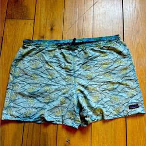Men’s Patagonia Baggies with hexy fish green print